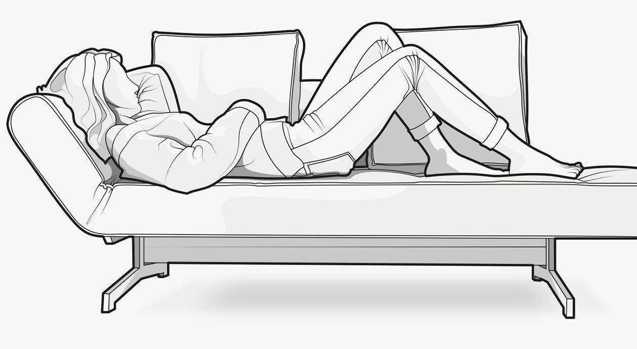 Illustration: Eine Person liegt auf einem Gästebett