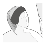 Illustration: Eine Frau liegt mit geschlossenen Augen auf einem weißen Kissen und trägt ein dunkles Stirnband.
