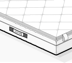 Illustration: Ein Topper 160x200 aus Komfortschaum auf einer BODYGUARD Matratze