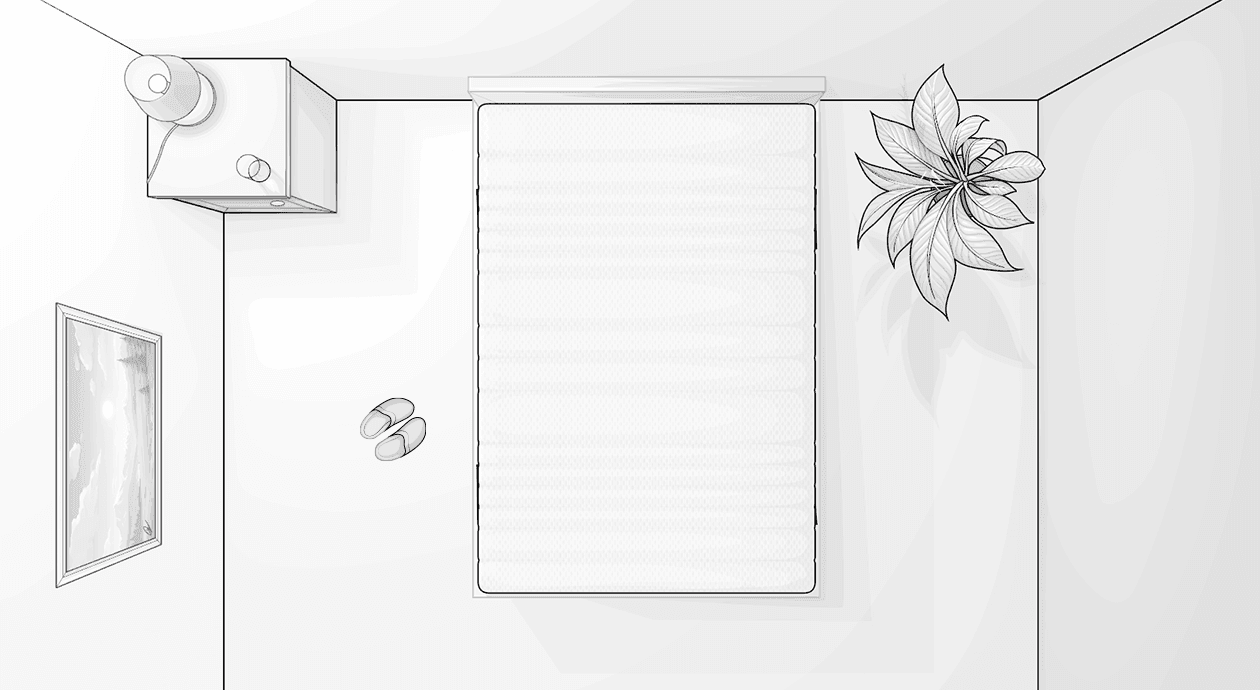 Illustration: Eine Matratze 140x190 aus der Vogelperspektive